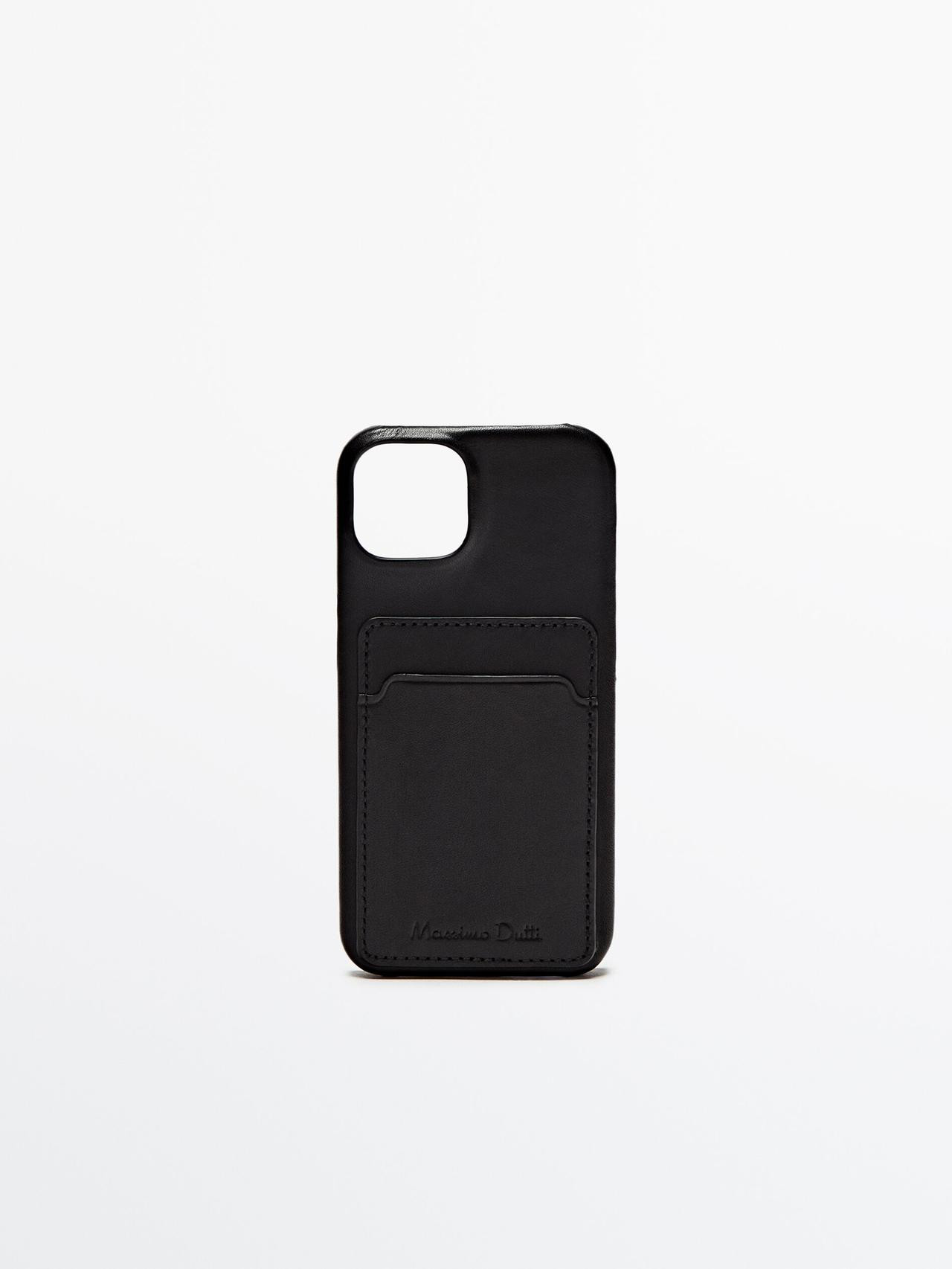 Leather iPhone 14 case with card slot | Massimo Dutti US