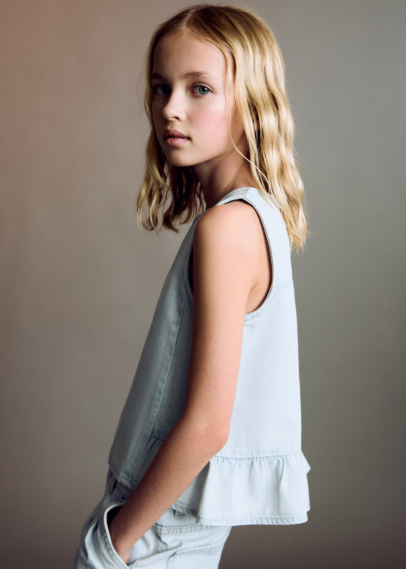 Frilled denim shirt - Kids | MANGO USA | Mango (US/MX/AU)