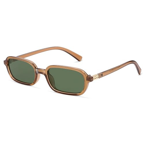 Appassal Retro Rectangular Sunglasses for Women Vintage 2026 Fashion Trendy Funny Small 90s Square Sunnies AP3698 Champagne/Green | Amazon (US)