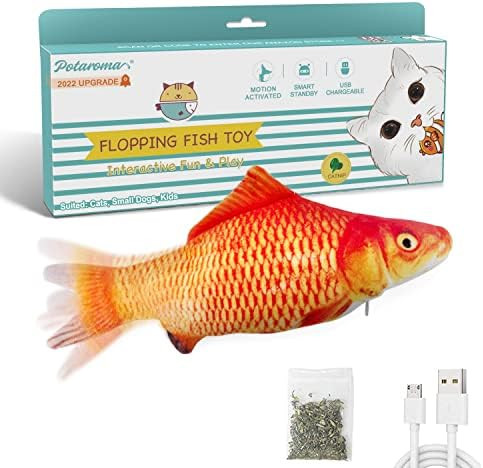 Potaroma Flopping Fish 10.5", Upgraded for 2022, Moving Cat Kicker Toy, Floppy Fish Animal Toy fo... | Amazon (US)