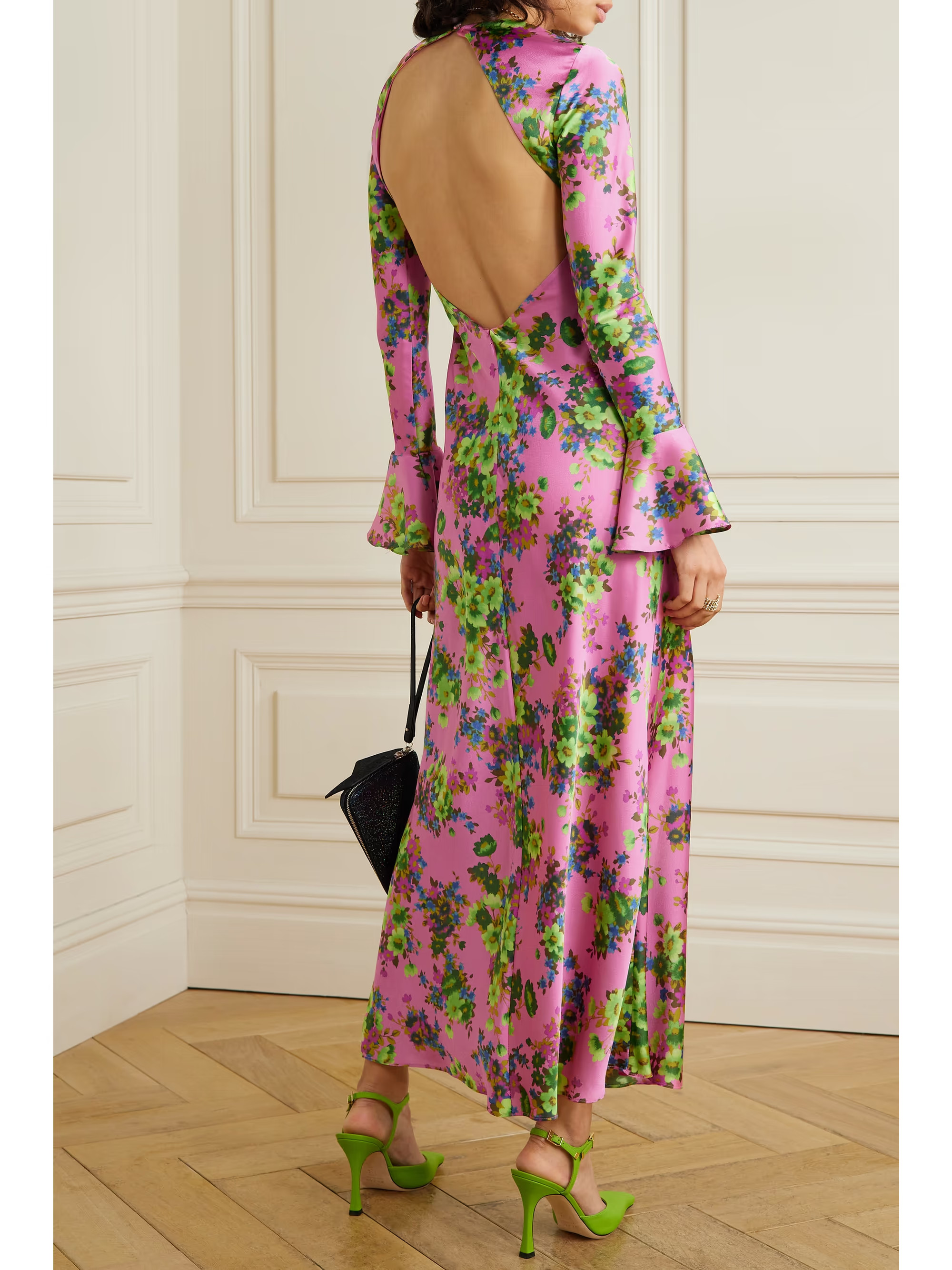 Open-back floral-print satin maxi dress | NET-A-PORTER (US)