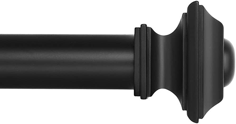 Ivilon Drapery Treatment Window Curtain Rod - Square Design 1 1/8 Rod. 72 to 144 Inch. Black | Amazon (US)