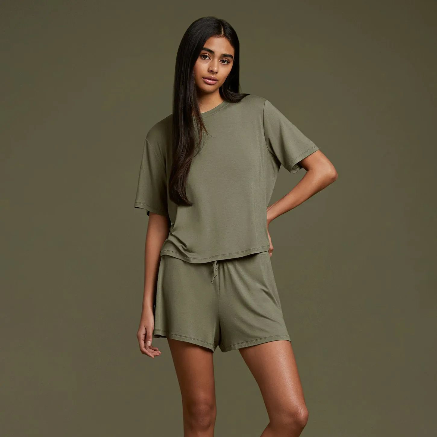 Women's Pajama Shorts Set - Dark Olive - nuuds | nuuds