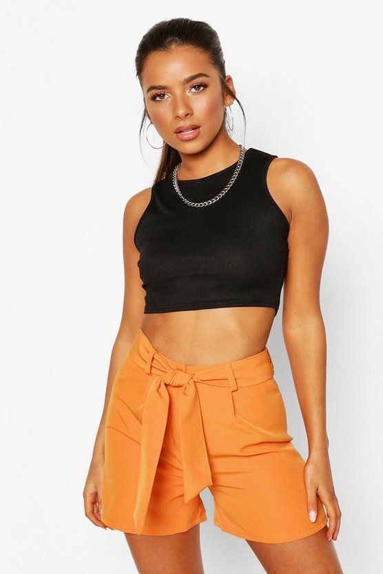 Petite Tailored Belted Shorts | Boohoo.com (US & CA)