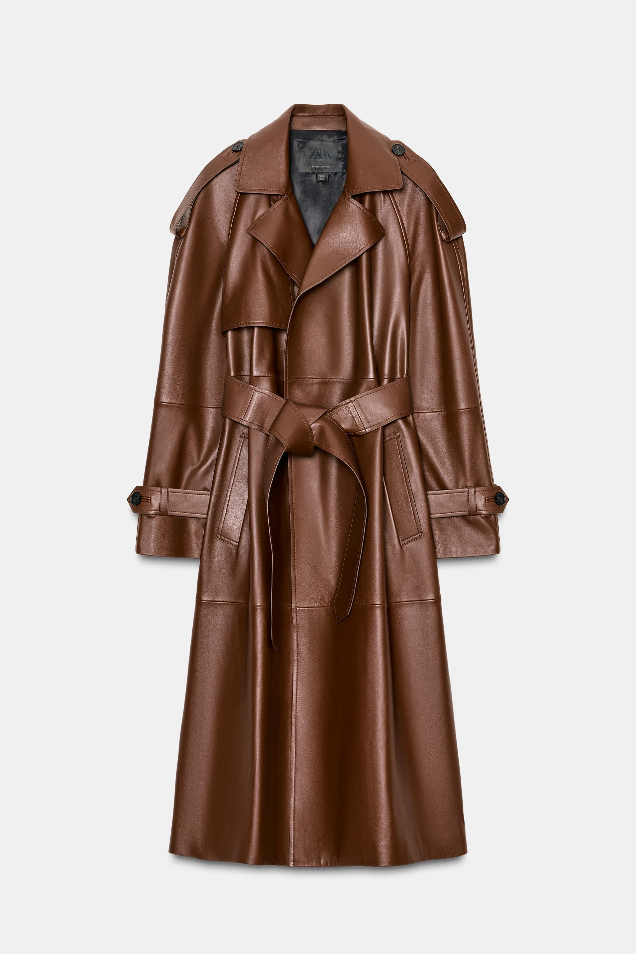 ZW COLLECTION LIMITED EDITION 100% LEATHER LONG TRENCH COAT | Zara US