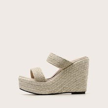 Double Braided Strap Espadrille Wedges Mules | SHEIN