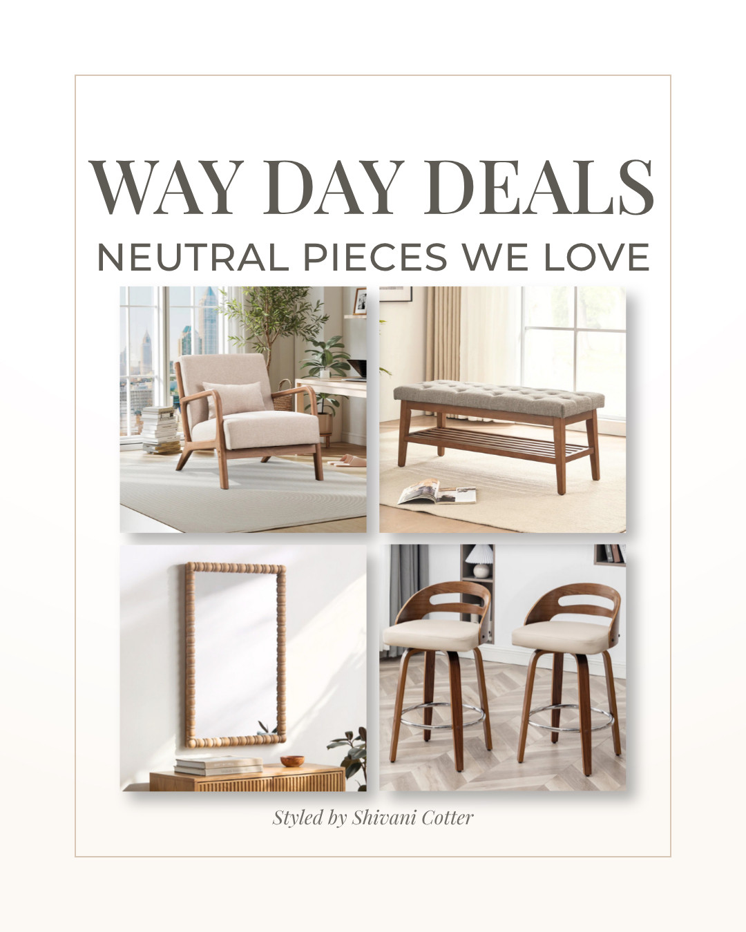 Wayfair Way Day Deals You'll Love!
These are the neutral pieces that instantly make your home look more expensive.
If you’ve been waiting for the right time to upgrade your space, this is it.
These Way Day finds are the kind of pieces you don’t replace next year. Clean lines, warm wood tones, and soft neutrals that work in literally any room. The kind of decor that makes everything else around it look more elevated.
Think:
• A timeless accent chair that works in living rooms, bedrooms, even dorms
• A storage bench that adds function without sacrificing style
• Bar stools that instantly upgrade your kitchen or apartment
• A mirror that pulls the whole space together
These are the pieces you build a room around, not just fill it with.

Save this for your next home refresh and come back before these sell out.
way day deals | wayfair sale finds | neutral home decor | living room furniture ideas | accent chair neutral | storage bench ideas | bar stools modern | wood mirror decor | home decor deals | apartment decor ideas | timeless furniture | affordable home finds | dorm apartment furniture | home refresh ideas | neutral aesthetic home

 

 #LTKHome
