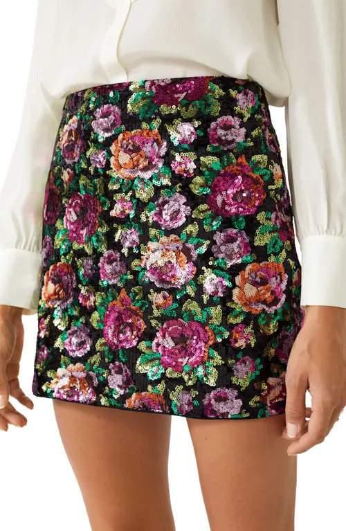 & Other Stories Floral Sequin Miniskirt in Pink Rose Sequins at Nordstrom, Size 12 | Nordstrom