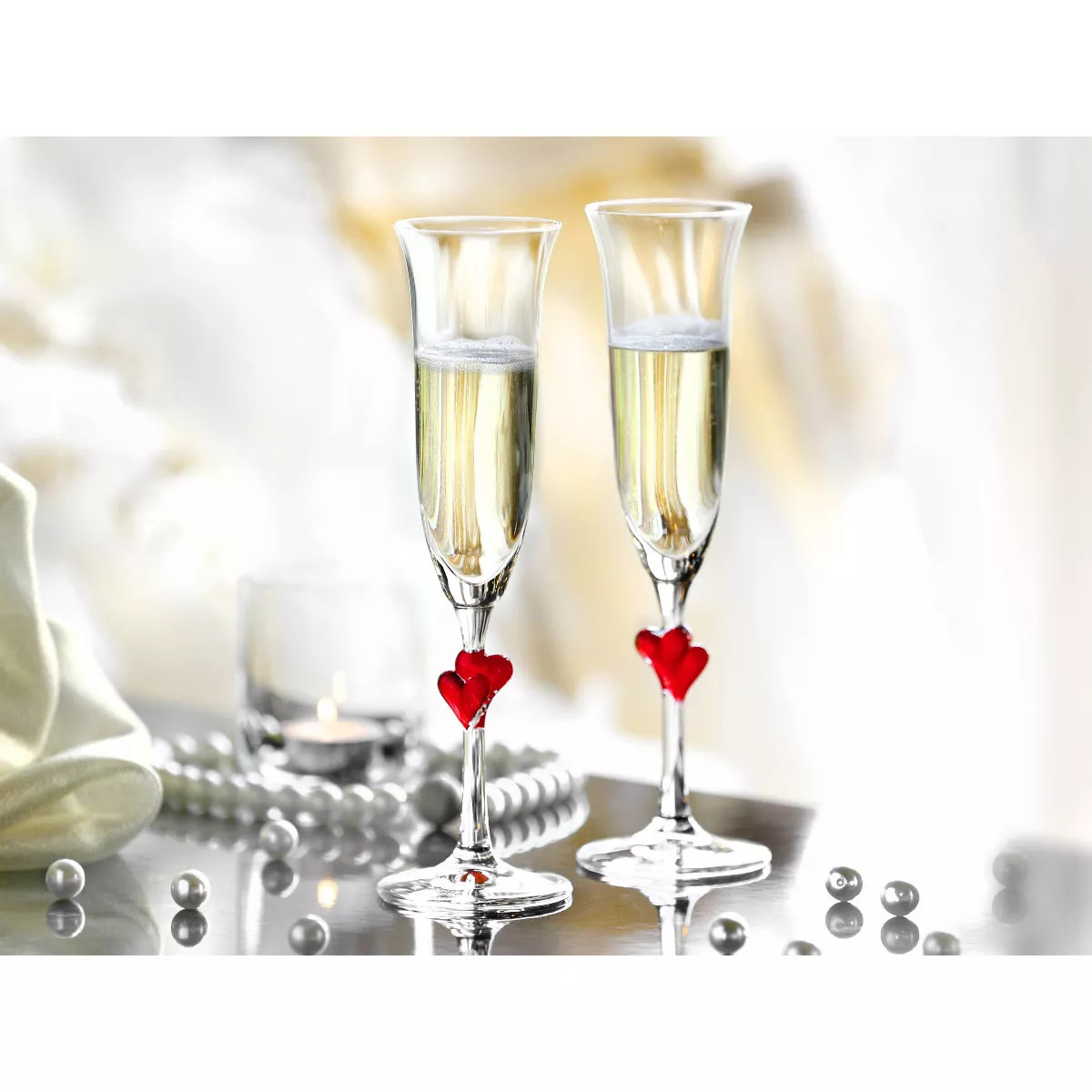 6.3oz 2pk Glass L'Amore Heart Flute Drinkware Set - Stolzle Lausitz | Target