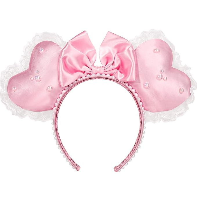 ETLUK Crush Pink Heart Coquette Ears Headband, 3D Pink Sweetheart Ears for Valentines Nite, Valen... | Amazon (US)