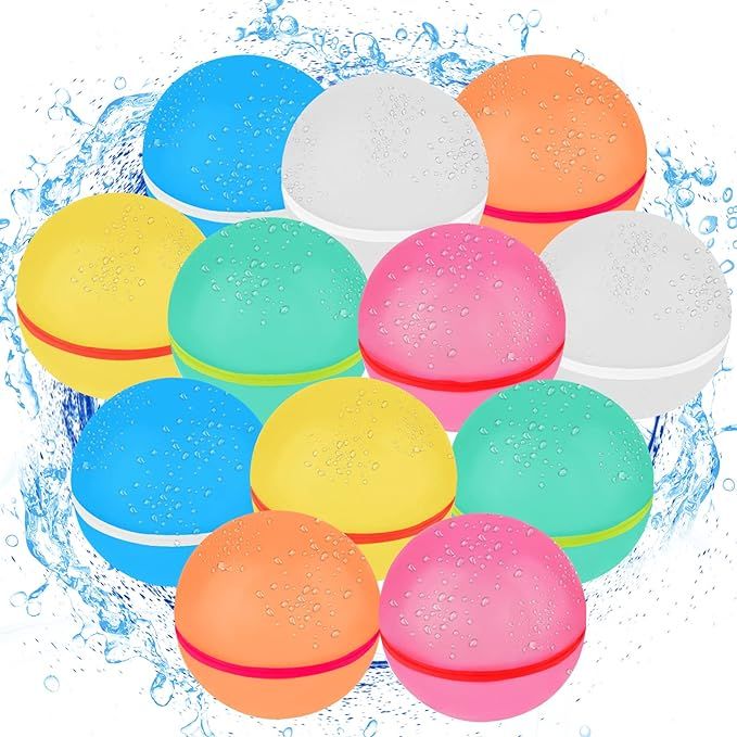 Reusable Water Balloons, Hamsoo Refillable Water Balls Pool Toys for Kids 4-8, Magnetic Silicone ... | Amazon (US)