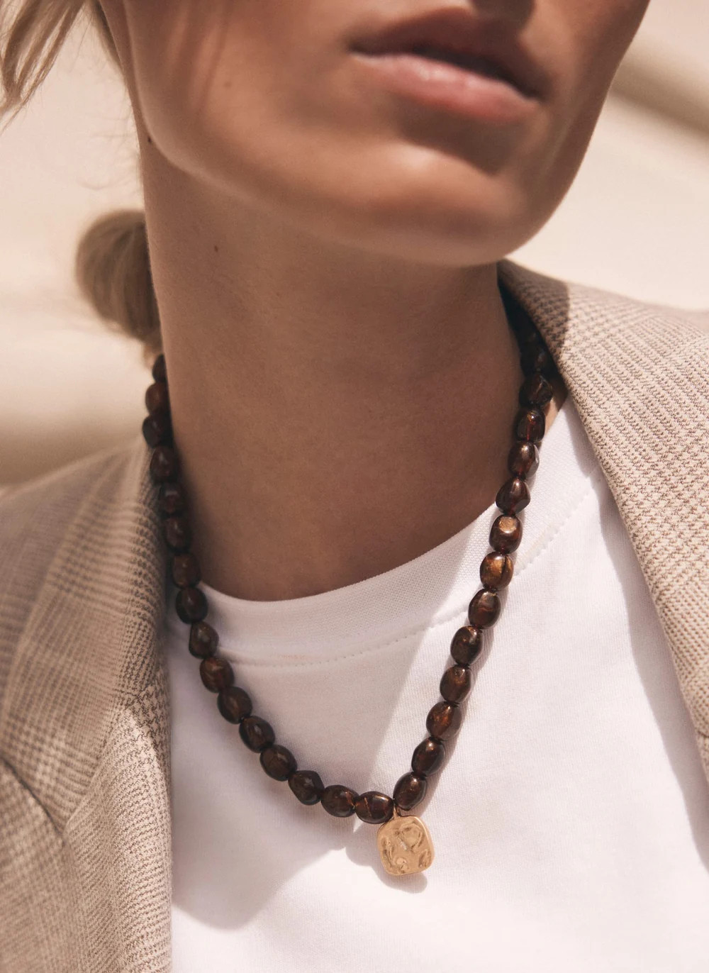 Navy Beaded Charm Necklace | Mint Velvet