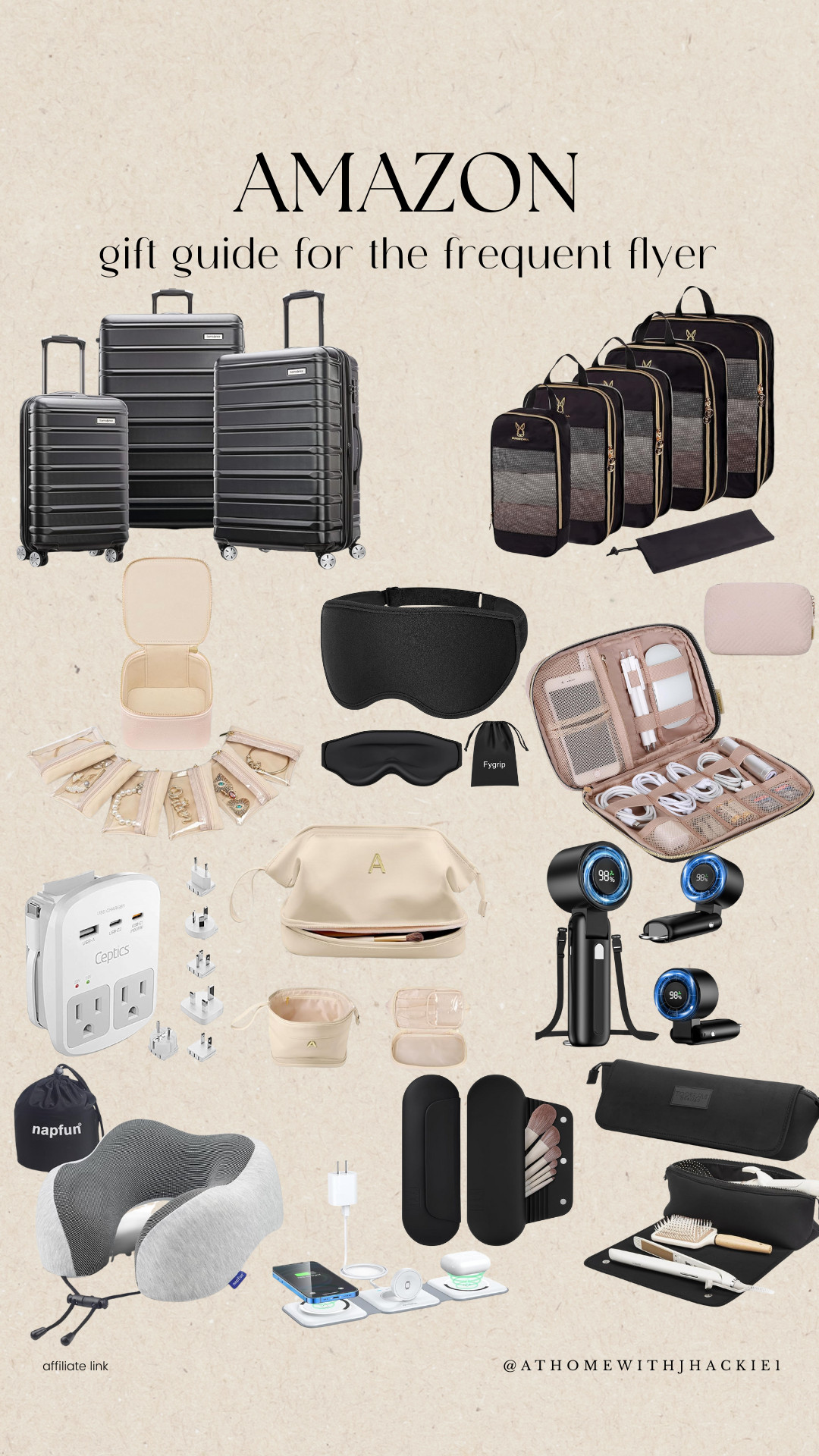Amazon travel gifts, frequent flyer gifts, gifts for travelers, travel essentials 2025, amazon travel must haves, packing cubes black, hard shell luggage set, travel jewelry box, travel eye mask, tech organizer travel, travel makeup bag, travel pouches, universal travel adapter, neck pillow travel, travel charging station, portable travel steamer, travel grooming kit, beauty bag travel, carry on essentials, travel gift ideas her, travel gift ideas him
 

 

#LTKGiftGuide #LTKHoliday #LTKSeasonal