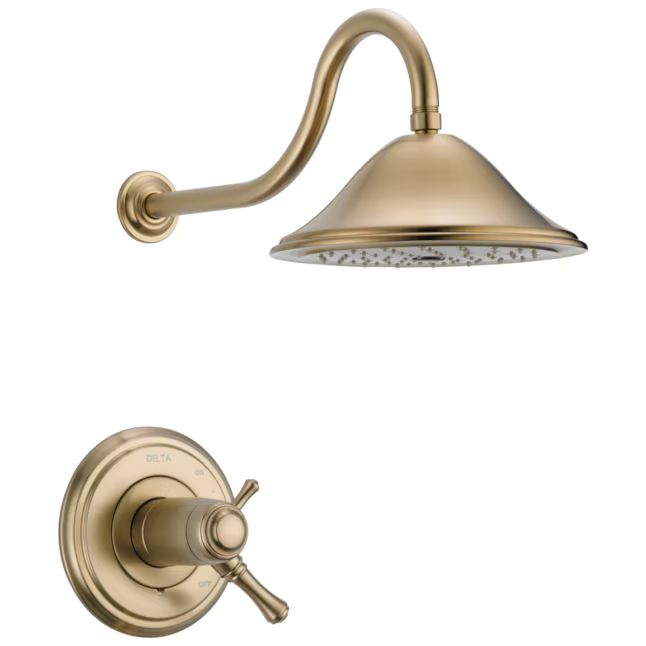 Delta Cassidy Thermostatic Champagne Bronze 2-handle Single Function Round Shower Faucet Valve In... | Lowe's