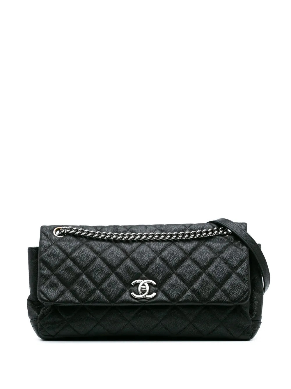 CHANEL Pre-Owned 2012 Quilted Iridescent Caviar Lady Pearly Flap crossbody bag - Black | Farfetch Global