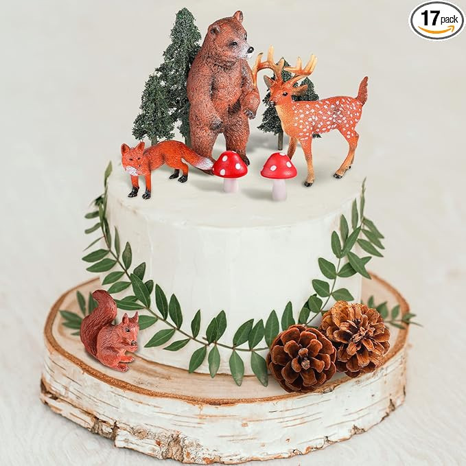 17 Pcs Woodland Animal Cake Toppers Jungle Safari Animal Cake Toppers Forest Wild Animals Figure ... | Amazon (US)