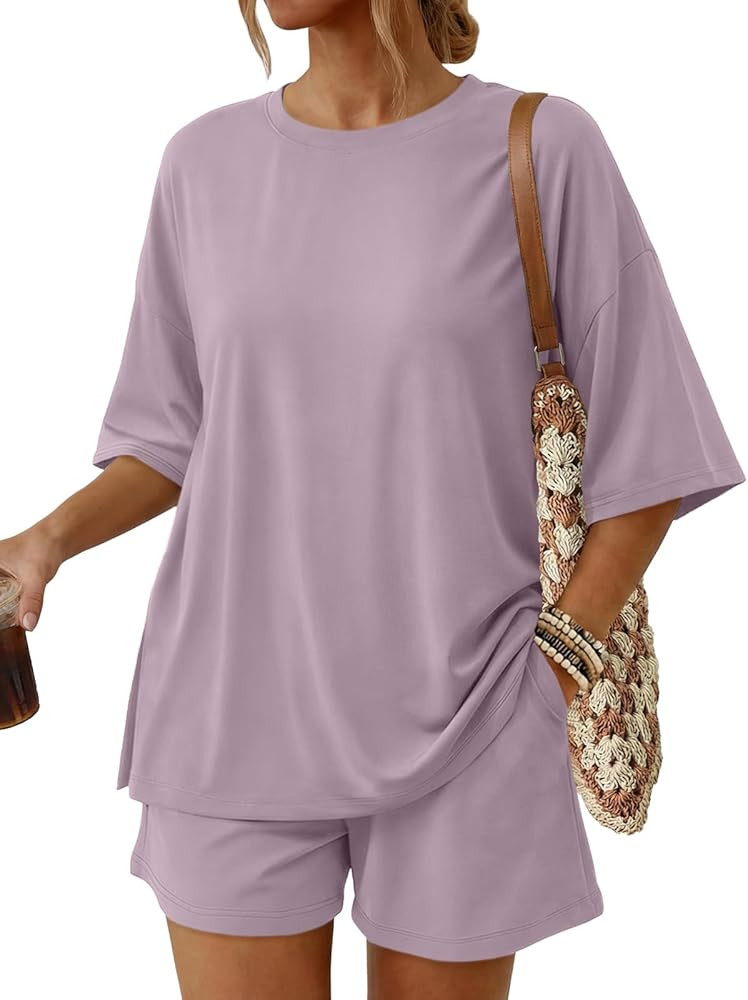 Trendy Queen 2 Piece Summer Set Oversized Top & Loose Fit Shorts with Pockets | Amazon (US)