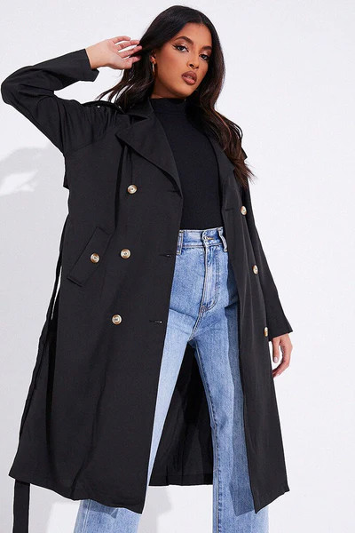 Black Double Breasted Trench Coat | ISAWITFIRST UK