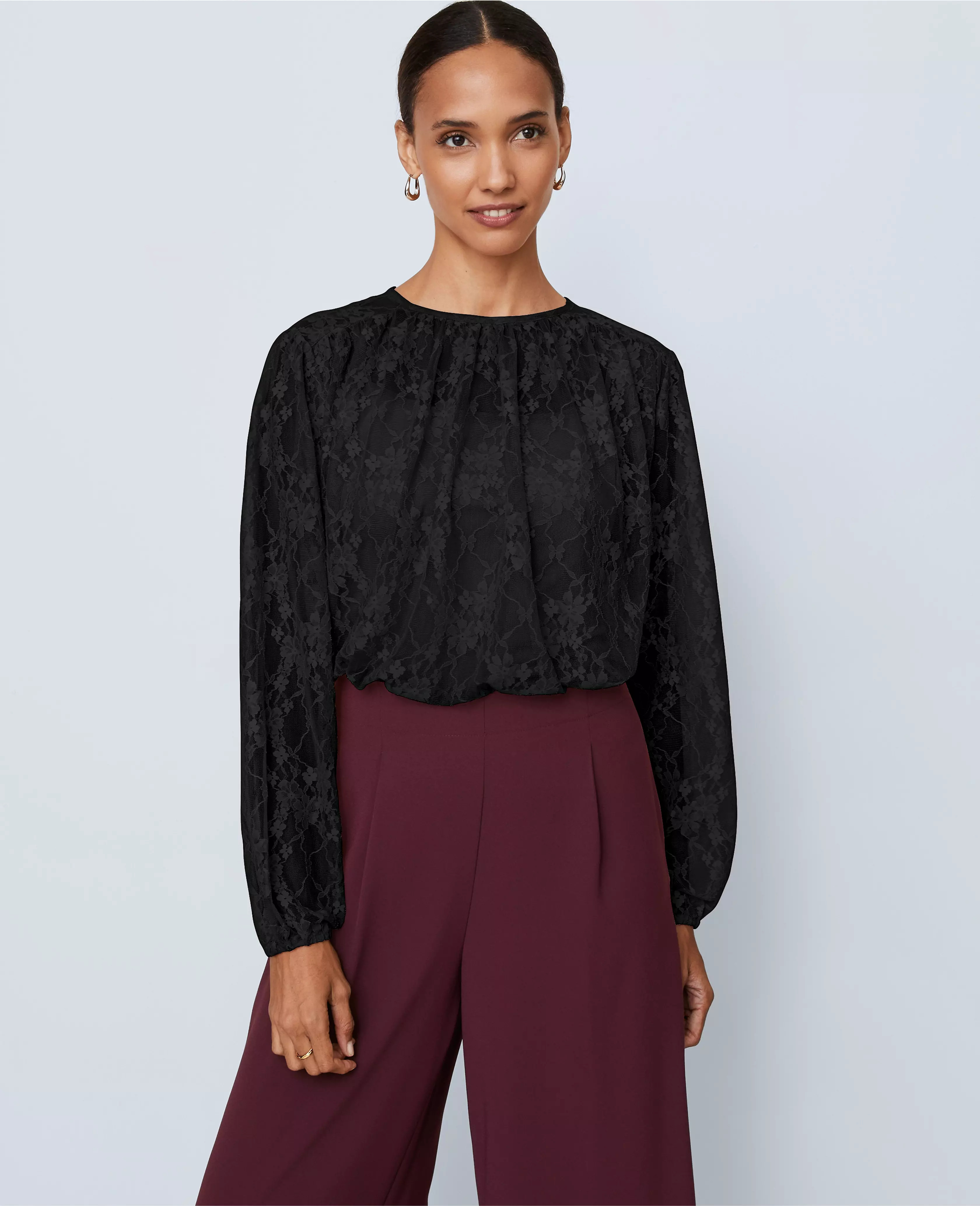 Crew Neck Shirred Blouse | Ann Taylor