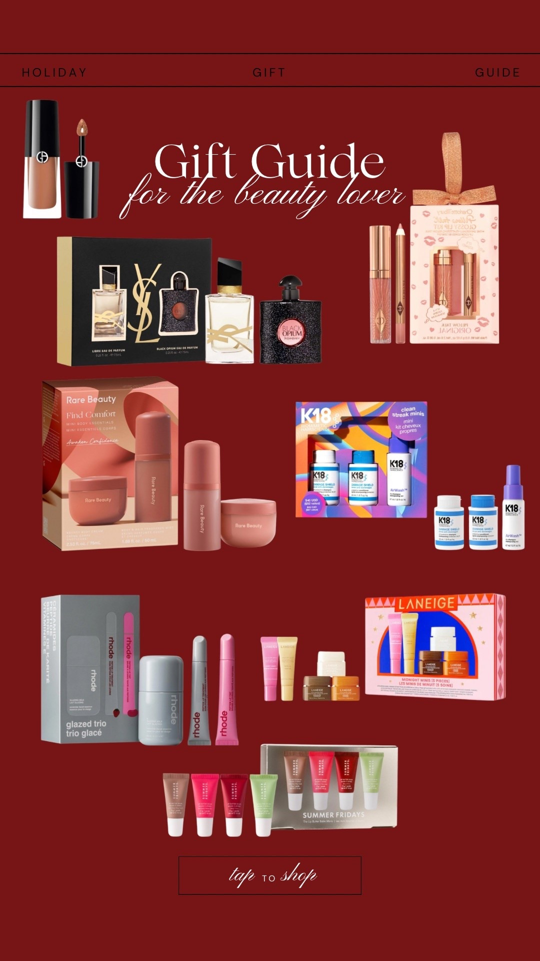 Beauty lover gift guide
Christmas gift guide
Teen gift guide
Sephora gifts 
Sephora Christmas gifts 
Beauty gift guide 
Get ready with me 
Stocking stuffers

#LTKGiftGuide #LTKHoliday #LTKBeauty