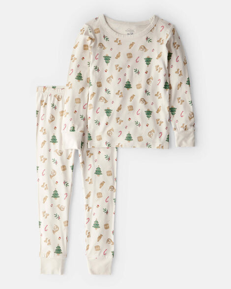 Toddler Festive Holiday PurelySoft Snug Fit 2-Piece Pajamas - Cream | Carter's Inc