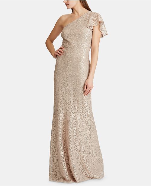 Single-Shoulder Lace Gown | Macys (US)