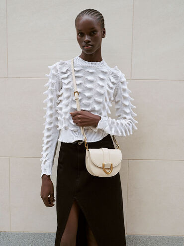 Mini Gabine Saddle Bag
 - Cream | Charles & Keith UK