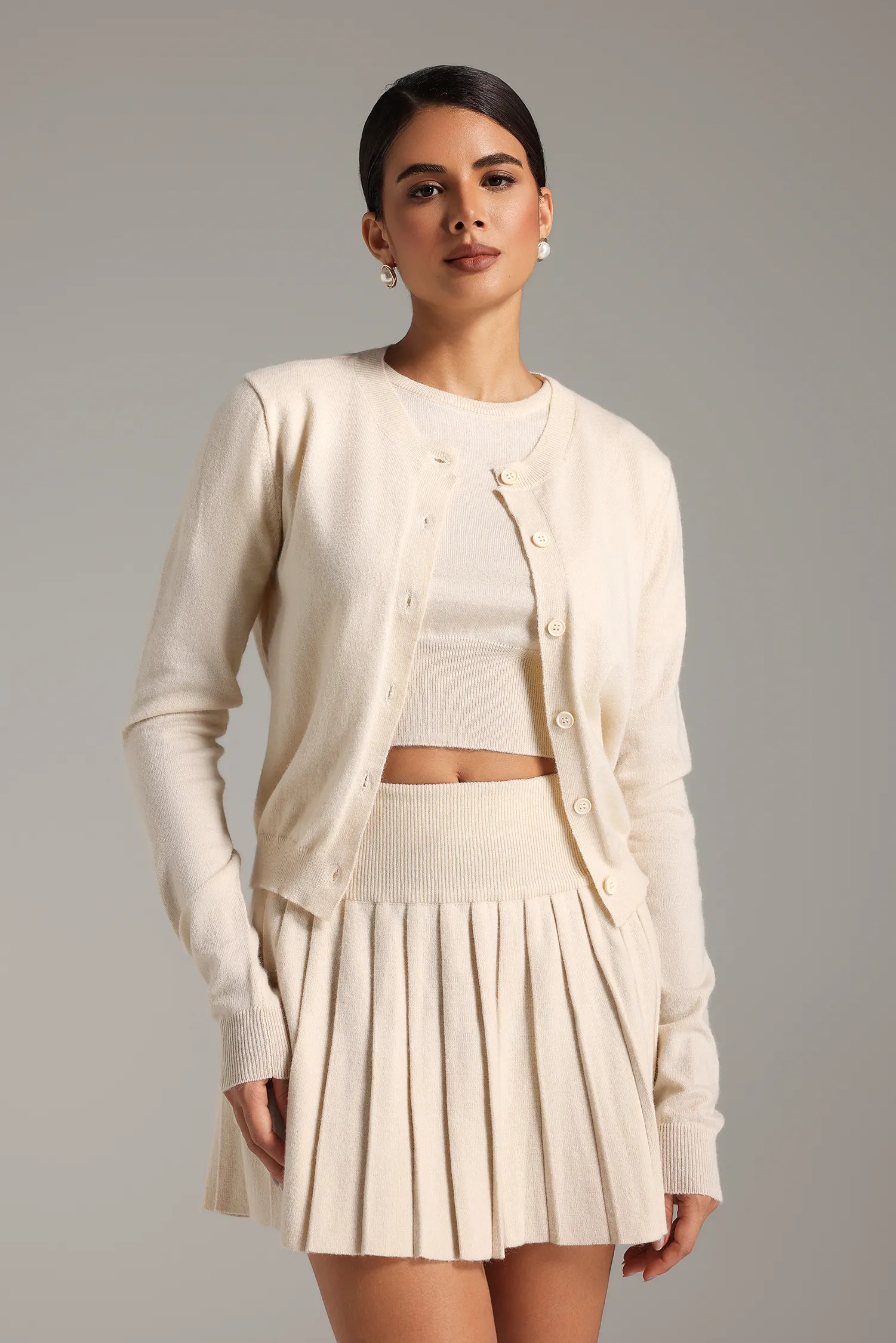 Trudie Round Neck Knitted Dress Coat Set | Bellabarnett Affiliate Marketing