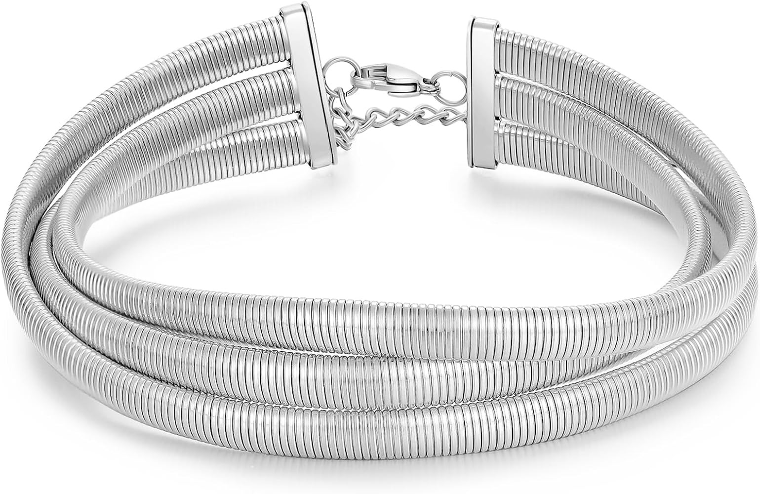 Badu Chunky Gold Stainless Steel Choker Necklace For Women Stretch Snake Shain Non Tarnish Gold T... | Amazon (US)