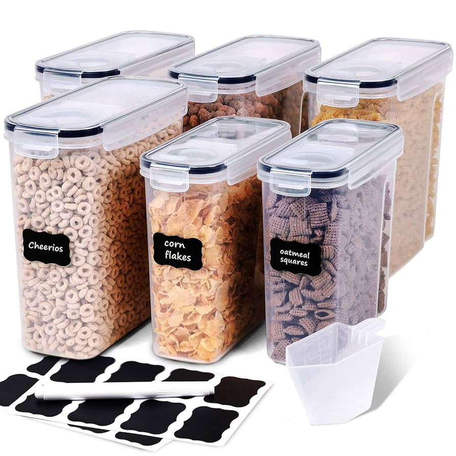 Cereal Containers Storage Set - 6 Piece Airtight Large Dry Cereal Storage Containers(135.2oz), BP... | Amazon (US)