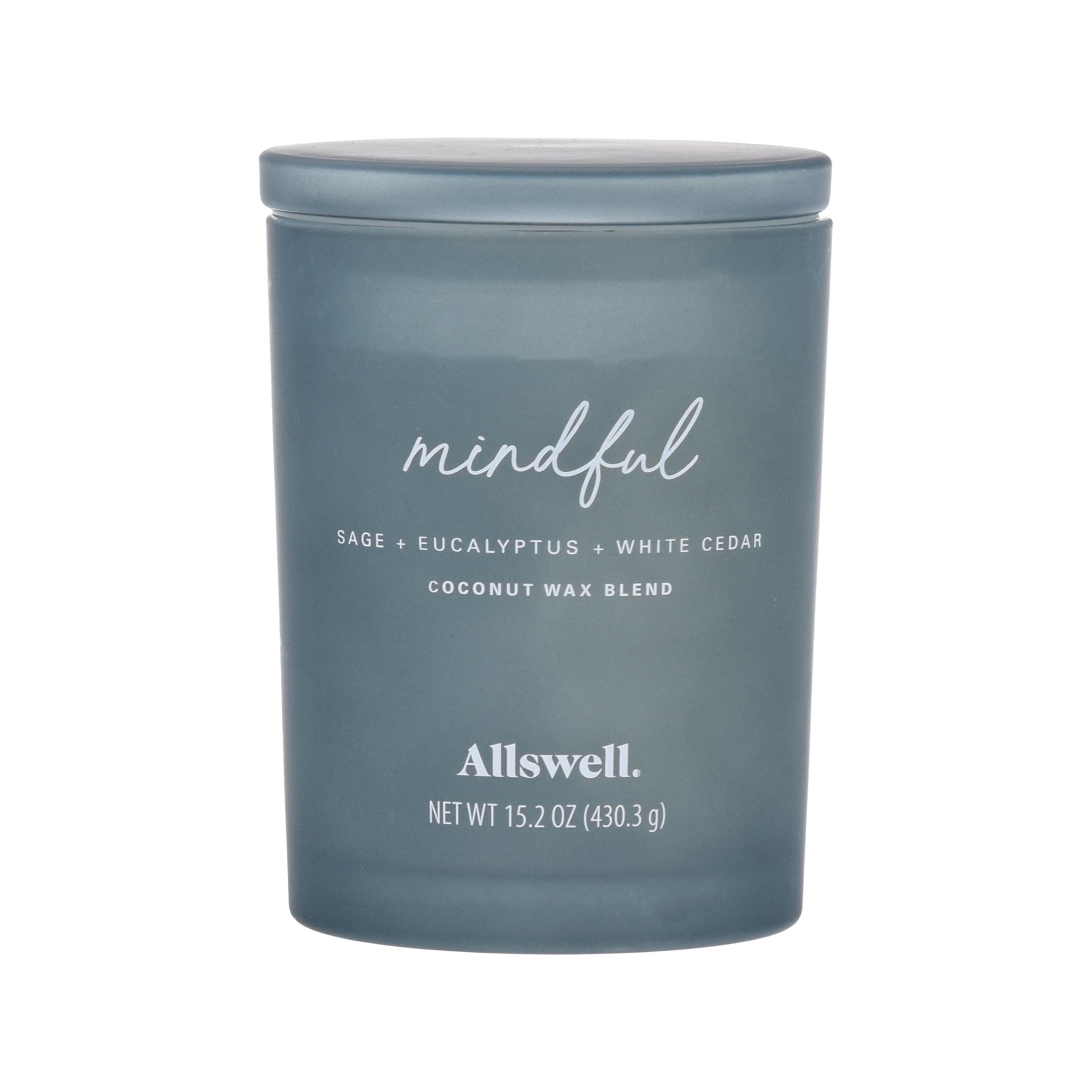 Allswell | Mindful - Blue (Cashmere + Cedarwood + Musk) 15oz Scented 2-Wick Spa Candle | Walmart (US)