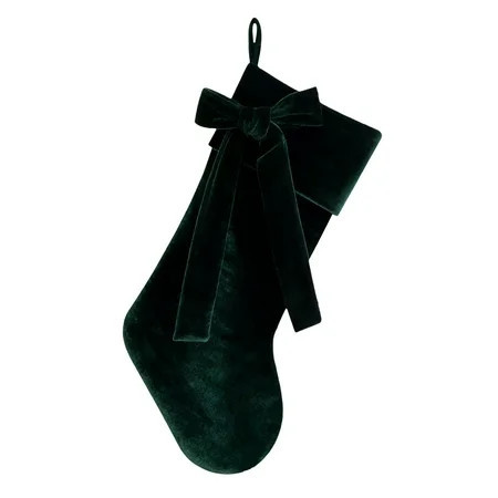 Farmhouse Velvet Christmas Stockings, Large Christmas Fireplace Stockings with Bow, Country Rustic Velvet Hanging Decorations for Family Mantel Party Favors, 1 Pcs, 18.9 Inches | Walmart (US)