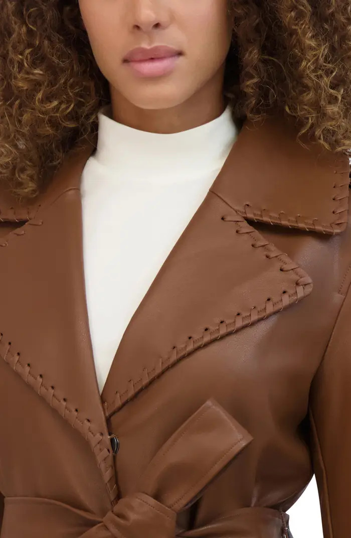Kenneth Cole New York Belted Faux Leather Coat | Nordstromrack | Nordstrom Rack