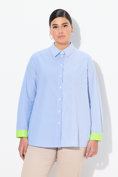Patch Look Long Sleeve Button Down Shirt | Ulla Popken - US