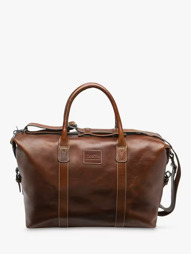 Loake Balmoral Vegetable Tanned Leather Weekend Bag, Brown | John Lewis (UK)