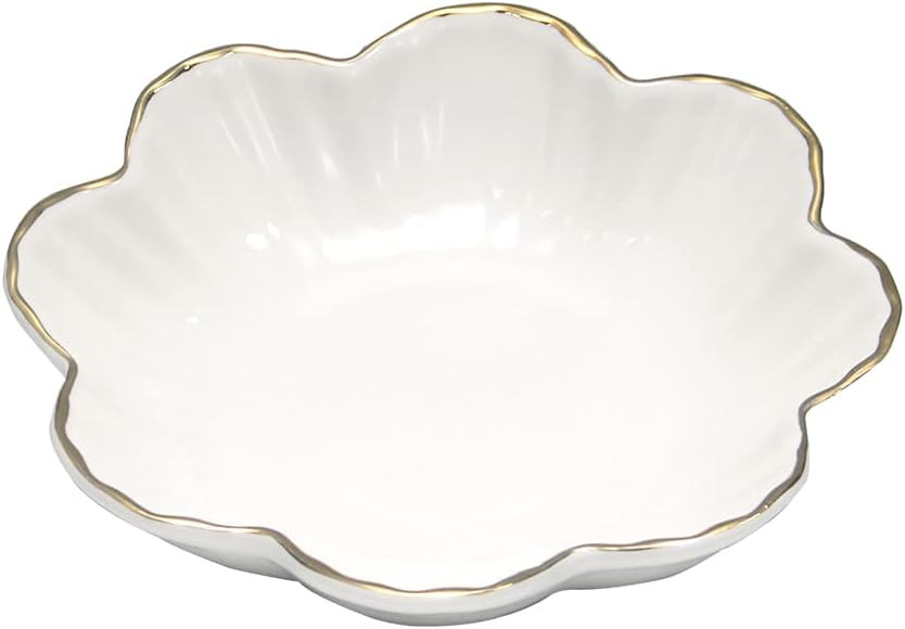 Porcelain Serving Dish,Ceramics Flower Relish Tray with Metallic Rim,Serving Bowls for Wedding,Pa... | Amazon (US)