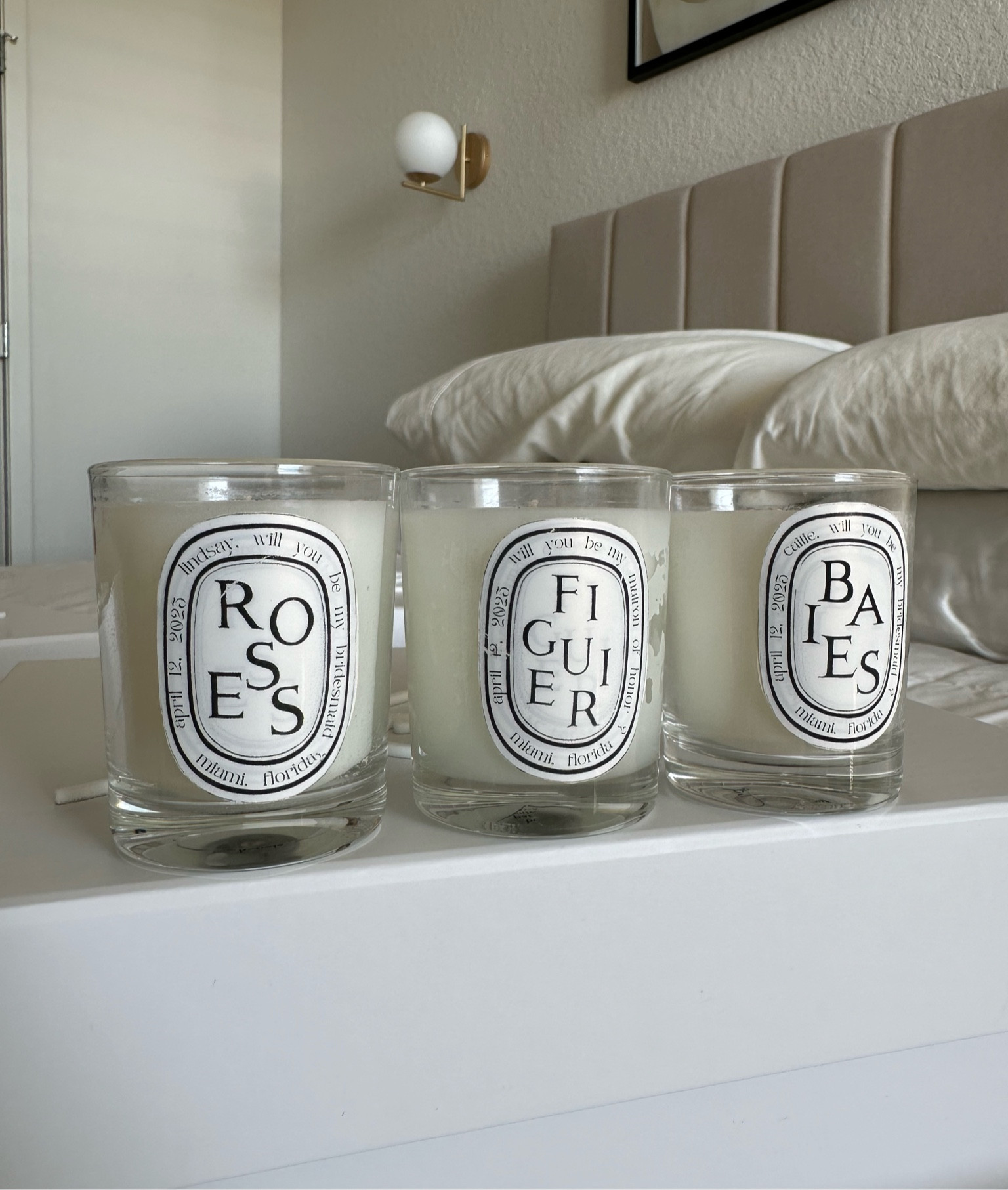 bridesmaid proposal Diptyque candles 🕯️🤍

I wanted to find a unique way to ask my girls! I ordered the candles and created custom labels on canva, which I printed on sticker paper! love how they turned out ✨

#LTKfindsunder50 #LTKhome #LTKwedding