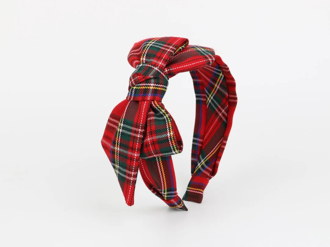 Red Christmas Plaid Big Bow Headband,plaid Bow Knotted Headband,tartan Fabric Headband,headbands ... | Etsy (US)