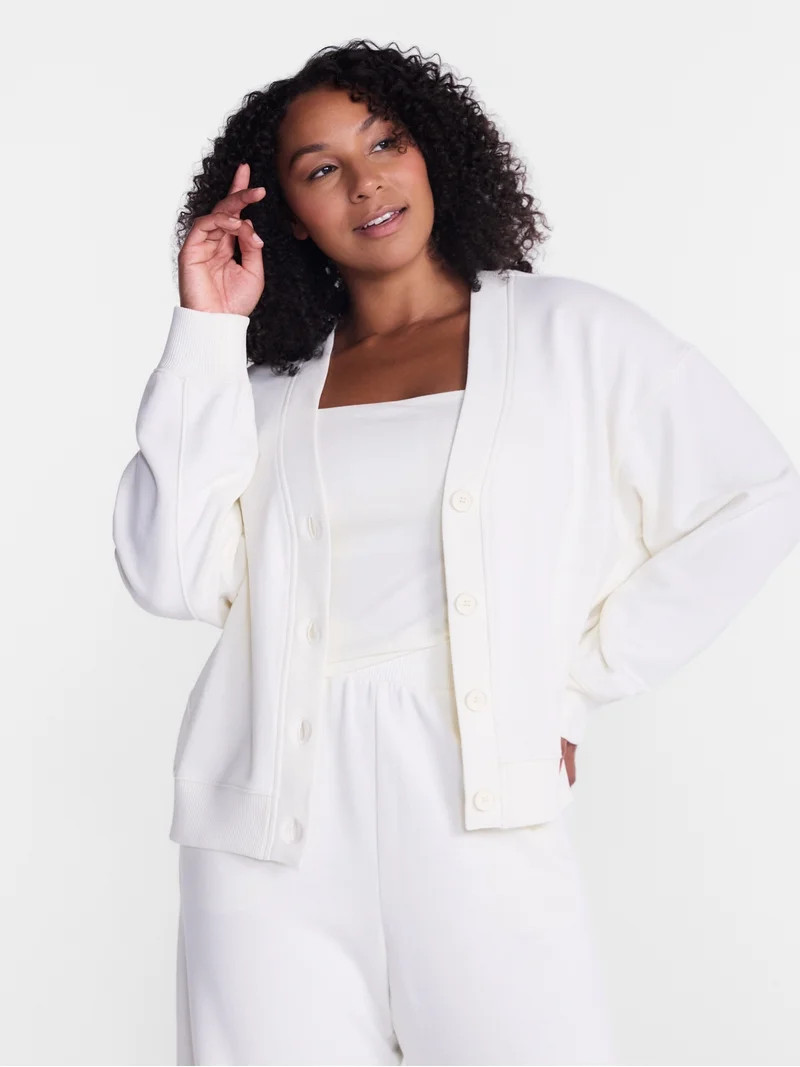 Athletic Works Women's and Women's French Terry Cardigan with Long Sleeves, Sizes XS-4X | Walmart (US)