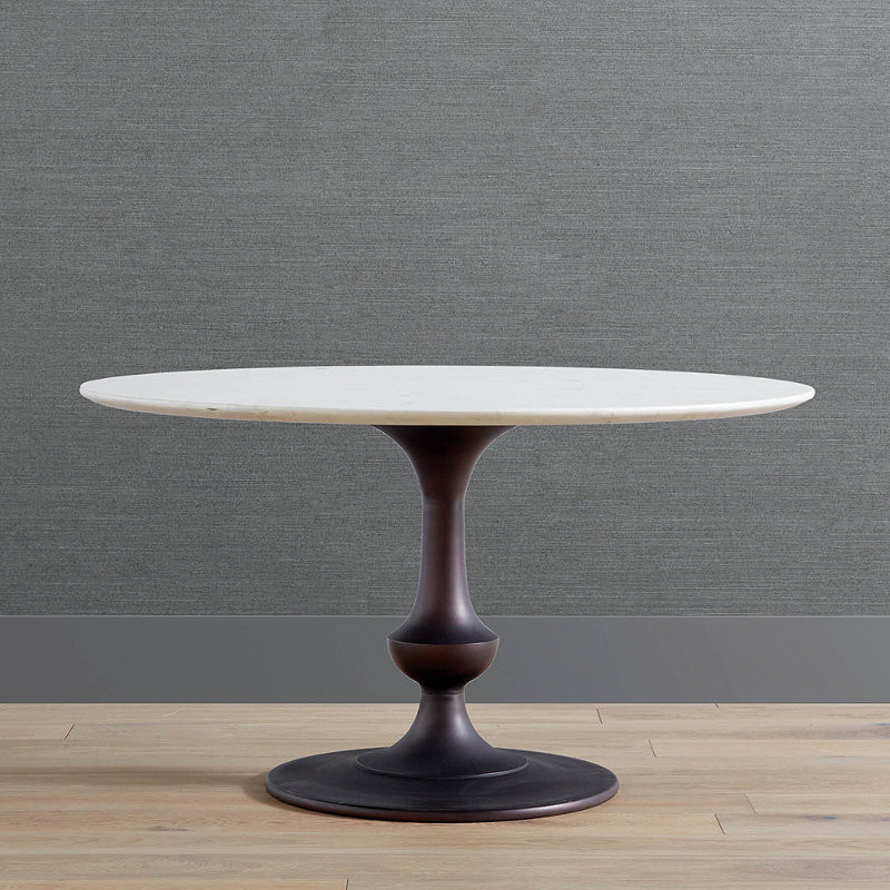 Veneto Round Dining Table - Black Equata Marble, Black Equata Marble with Aged Brass, Black Equata Marble with Aged Brass, Tulip Base - Frontgate | Frontgate