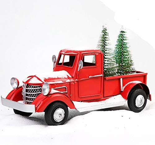 OurWarm Christmas Vintage Red Truck with 2pcs Mini Christmas Trees Ornaments, Upgraded Old Red Me... | Amazon (US)