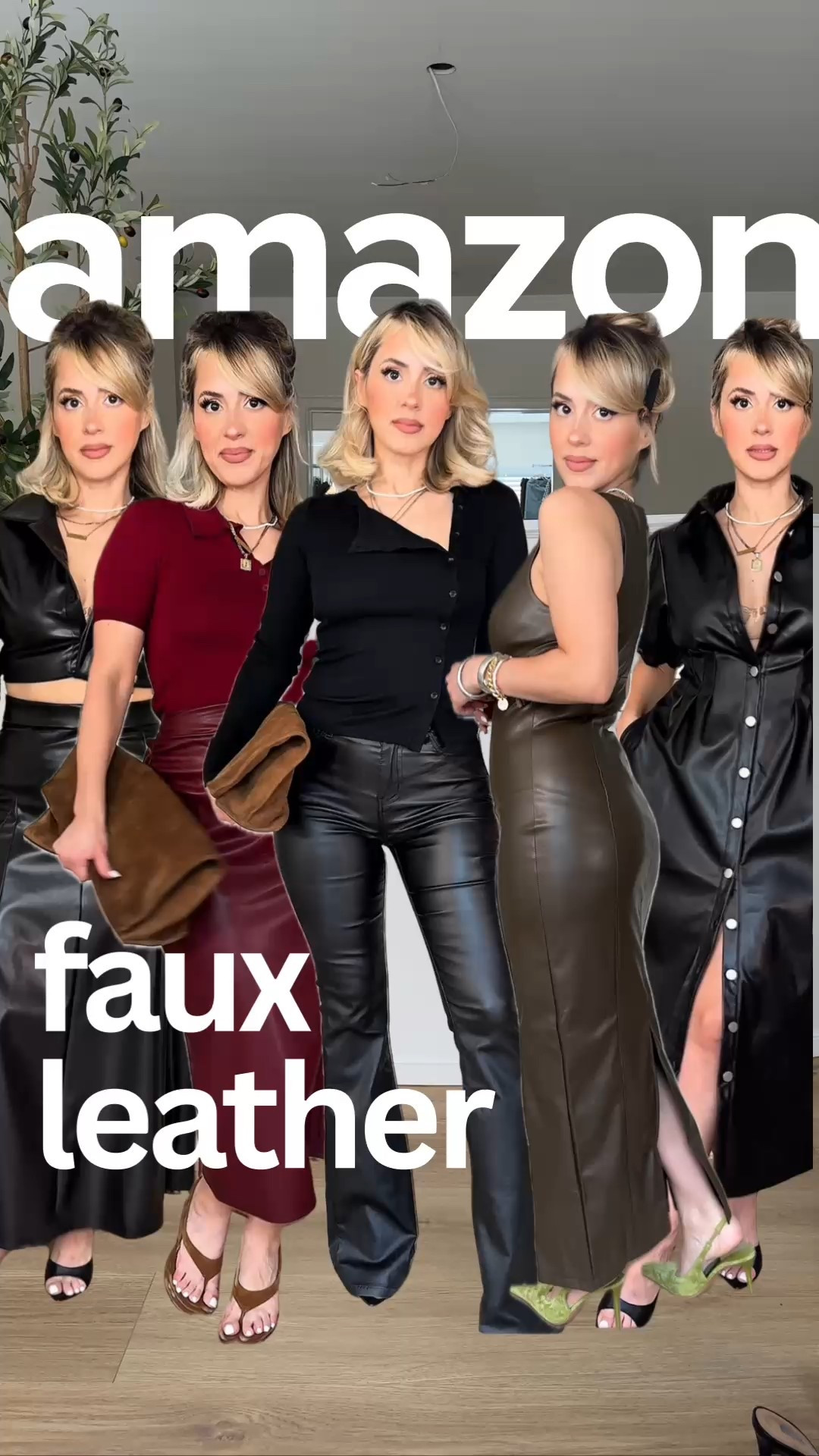 Fall means stylish faux leather looks 😍 all from AMAZON 😮‍💨 I promise the qualityyyy is 10/10 👏🏼

Wearing small in EVERYTHING! 
And everything has great stretch! 

#LTKPetite #LTKStyleTip #LTKFindsUnder50