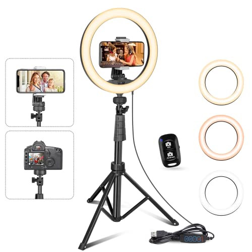 UBeesize 10''Selfie Ring Light with 62''Tripod Stand, Led Ring Light with Phone Holder and Remote... | Amazon (US)