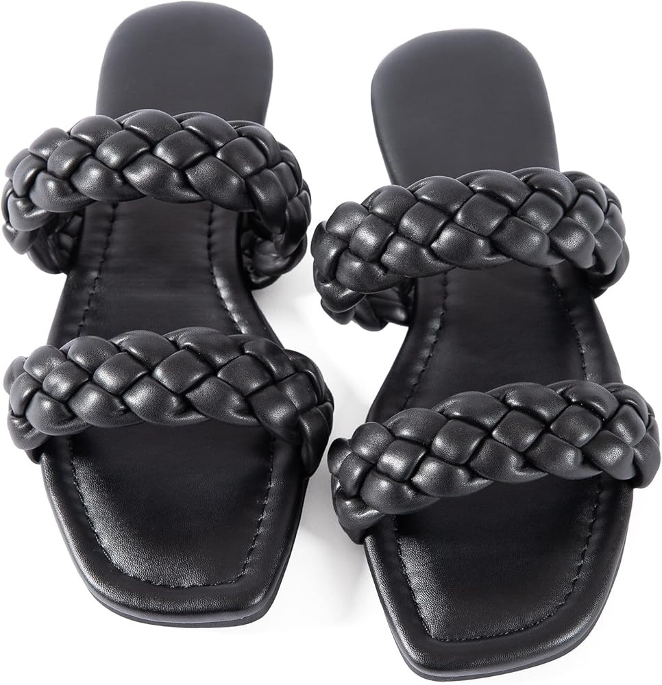 Mtzyoa Women Flat Sandals Braided Leather Crossover Nude Dressy Fashion Evening Party Wedding Sandal | Amazon (US)