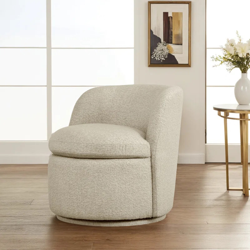 Bekham 28.7'' Boucle Swivel Barrel Chair | Wayfair North America
