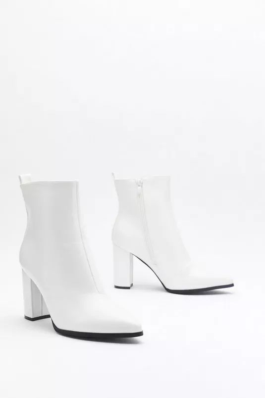 Faux Leather Pointed Toe Ankle Boots | Nasty Gal (US)