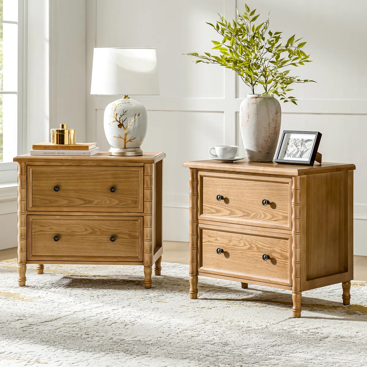 Lucious Transitional 26''W 2-Drawer Spindle End Table with Charging Station and Simple Assembly S... | Wayfair North America