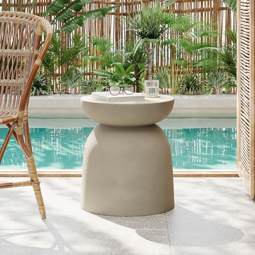 Christopher Knight Home Stela Patio Lightweight Concrete Drum Side Table, Outdoor MGO End Table, ... | Amazon (US)