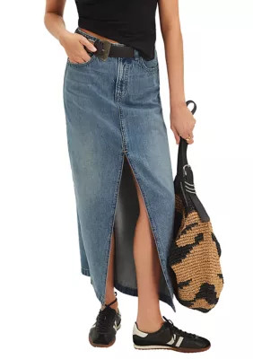 Free People Women's We The Free Nothing Better Denim Maxi Skirt, 25 | Belk