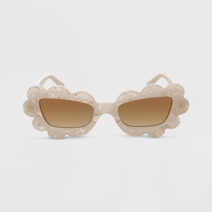 Women's Solid Plastic Novelty Marbleized Cateye Sunglasses - Wild Fable™ Ivory | Target